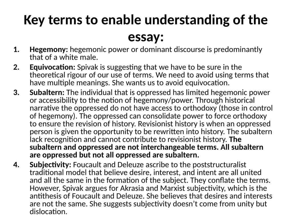 Week 9: Gayatri Chakravorty Spivak “Can the - slide 21 of 26