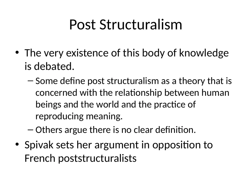 Week 9: Gayatri Chakravorty Spivak “Can the - slide 4 of 26