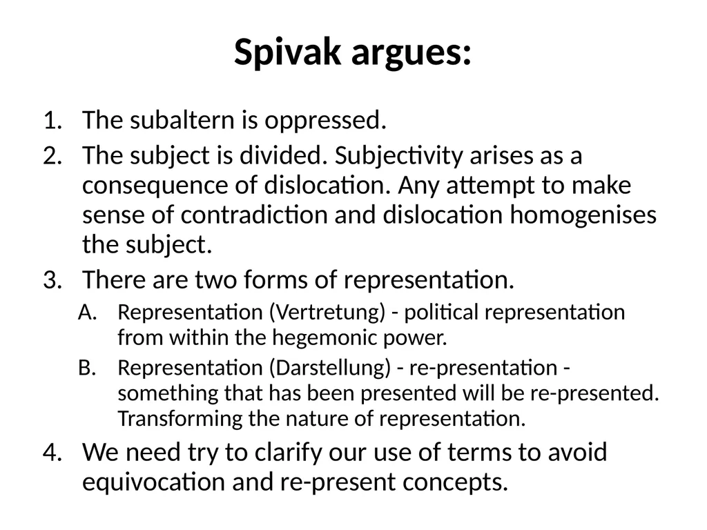 Week 9: Gayatri Chakravorty Spivak “Can the - slide 22 of 26