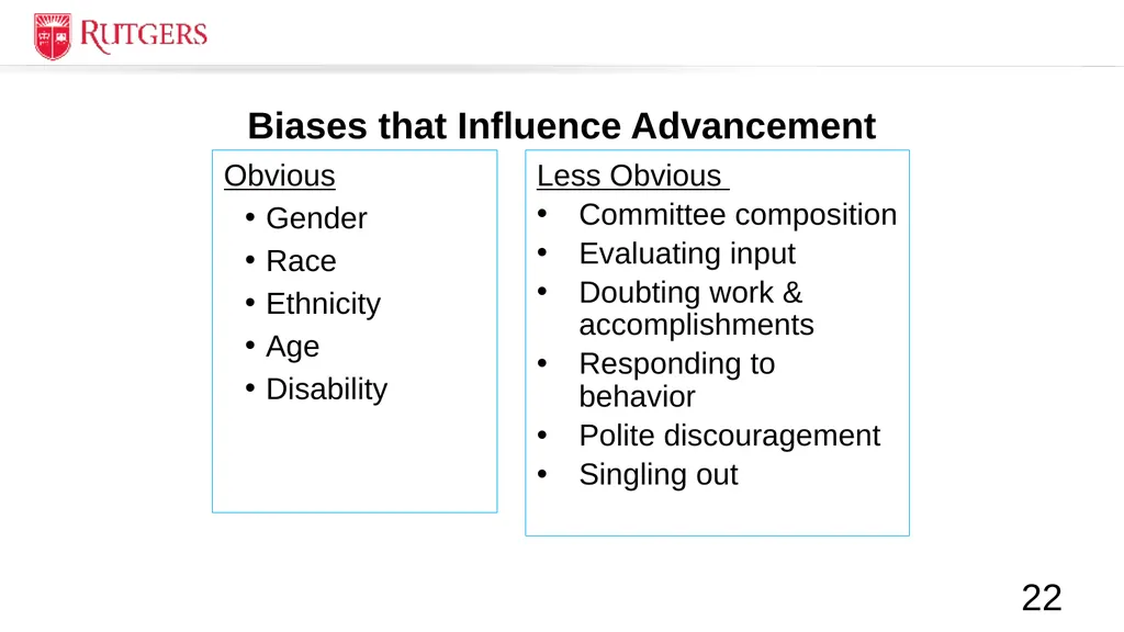 RBHS Faculty Search Committee Training Roadmap - slide 22 of 27