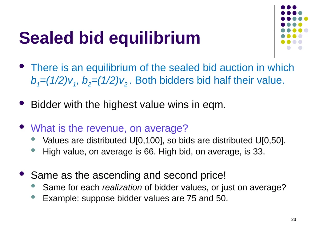 Auction Theory 1 Selling a single good Seller has - slide 23 of 36