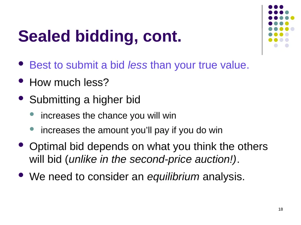 Auction Theory 1 Selling a single good Seller has - slide 18 of 36