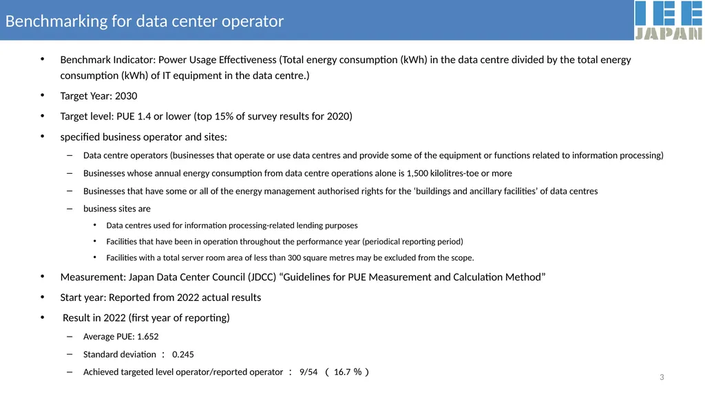 Energy Efficiency Policy for Data Centres in Japan - slide 3 of 6