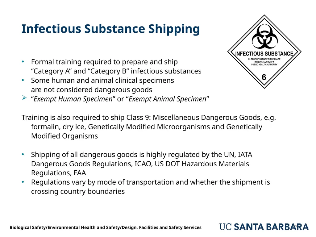 A guide to UCSB’s Biological Safety Program - slide 19 of 24