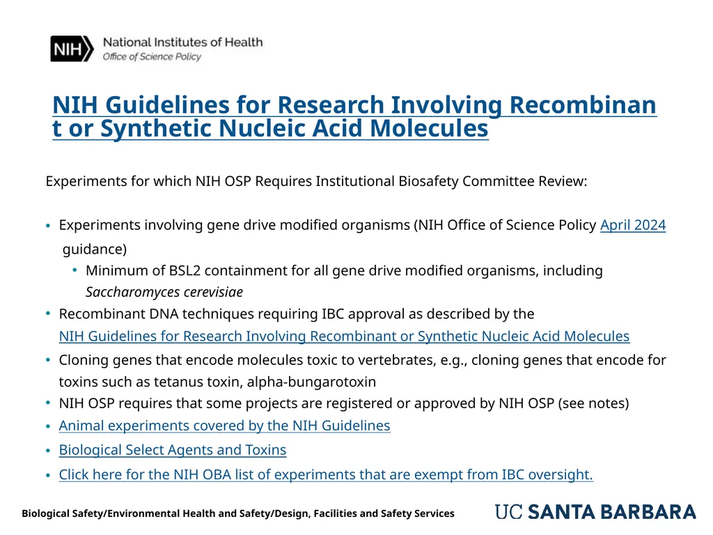 A guide to UCSB’s Biological Safety Program - slide 6 of 24