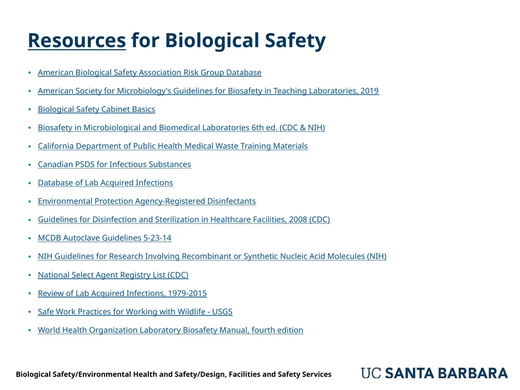 A guide to UCSB’s Biological Safety Program - slide 22 of 24