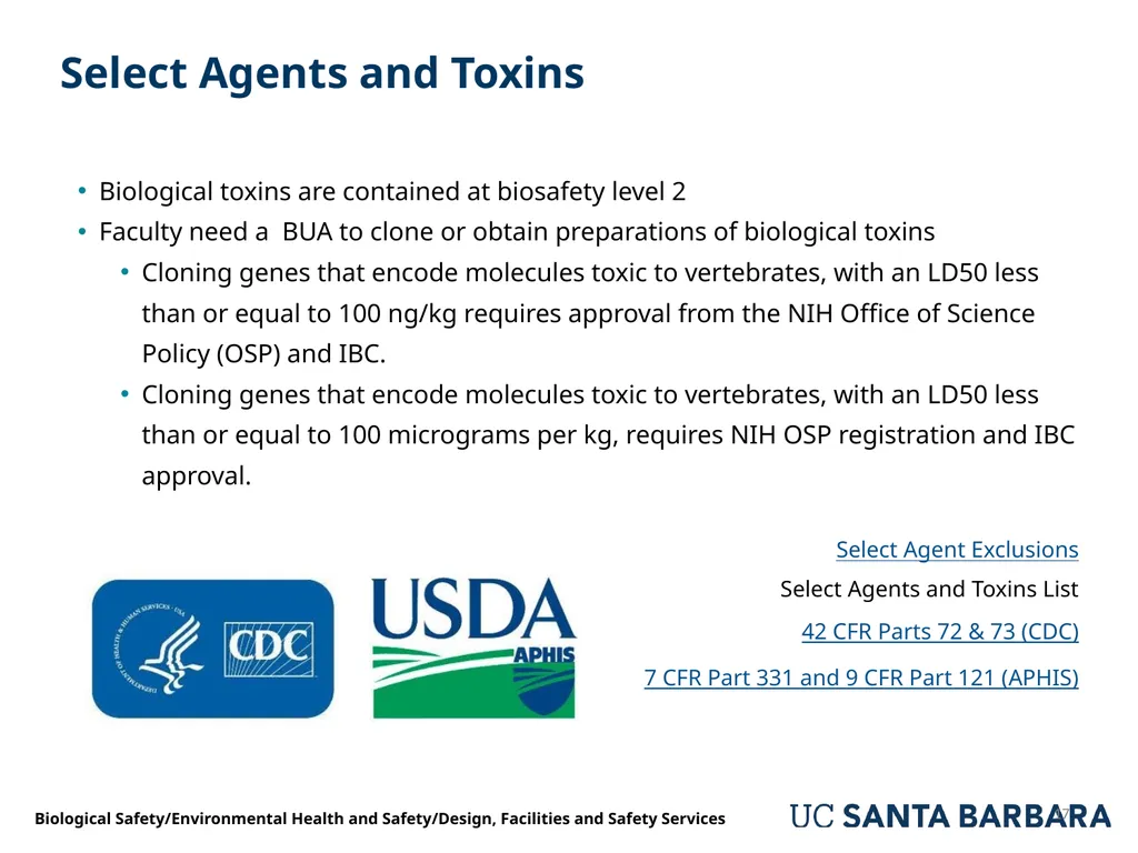 A guide to UCSB’s Biological Safety Program - slide 17 of 24