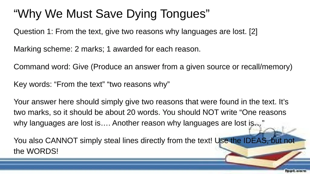 Reading Review Exam Style Questions Issues We need - slide 3 of 37