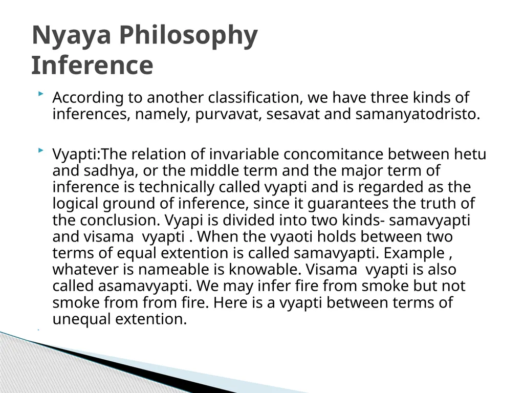 Nyaya Philosophy Inference Inference/Anumana - slide 6 of 14