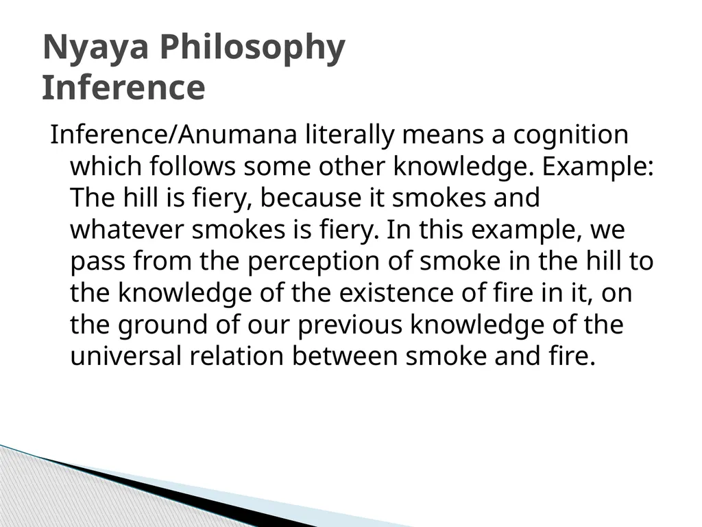 Nyaya Philosophy Inference Inference/Anumana - slide 2 of 14