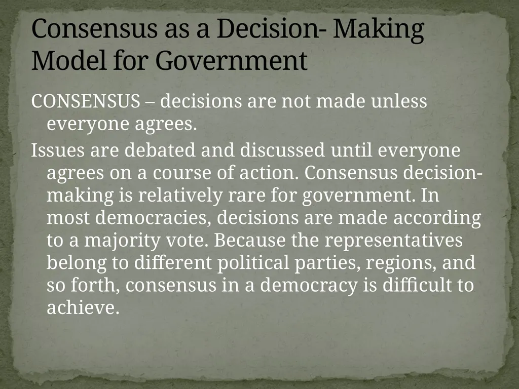 Of consensus as a decision-making model for - slide 2 of 13
