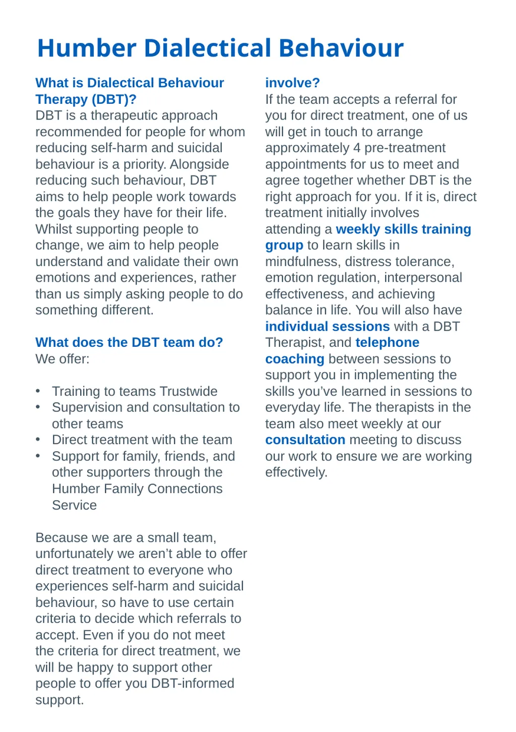 Providing comprehensive DBT across Hull and East - slide 2 of 4