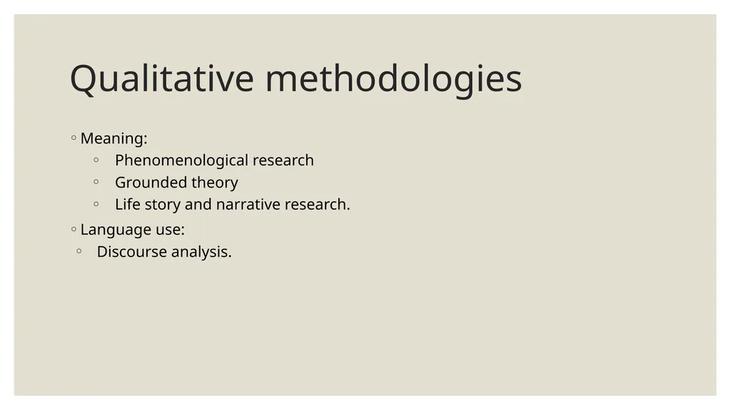 Qualitative Research Social constructionism - slide 3 of 49