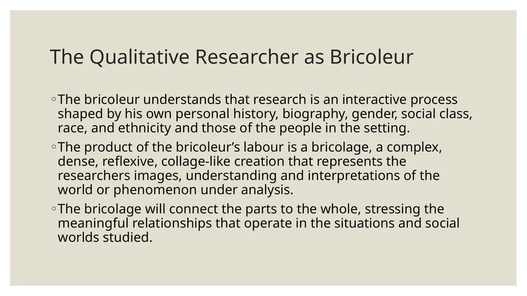 Qualitative Research Social constructionism - slide 5 of 49