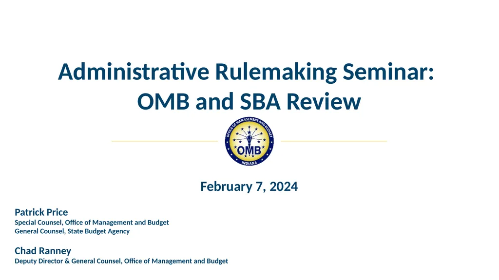 February 7, 2024 Administrative Rulemaking - slide 1 of 57