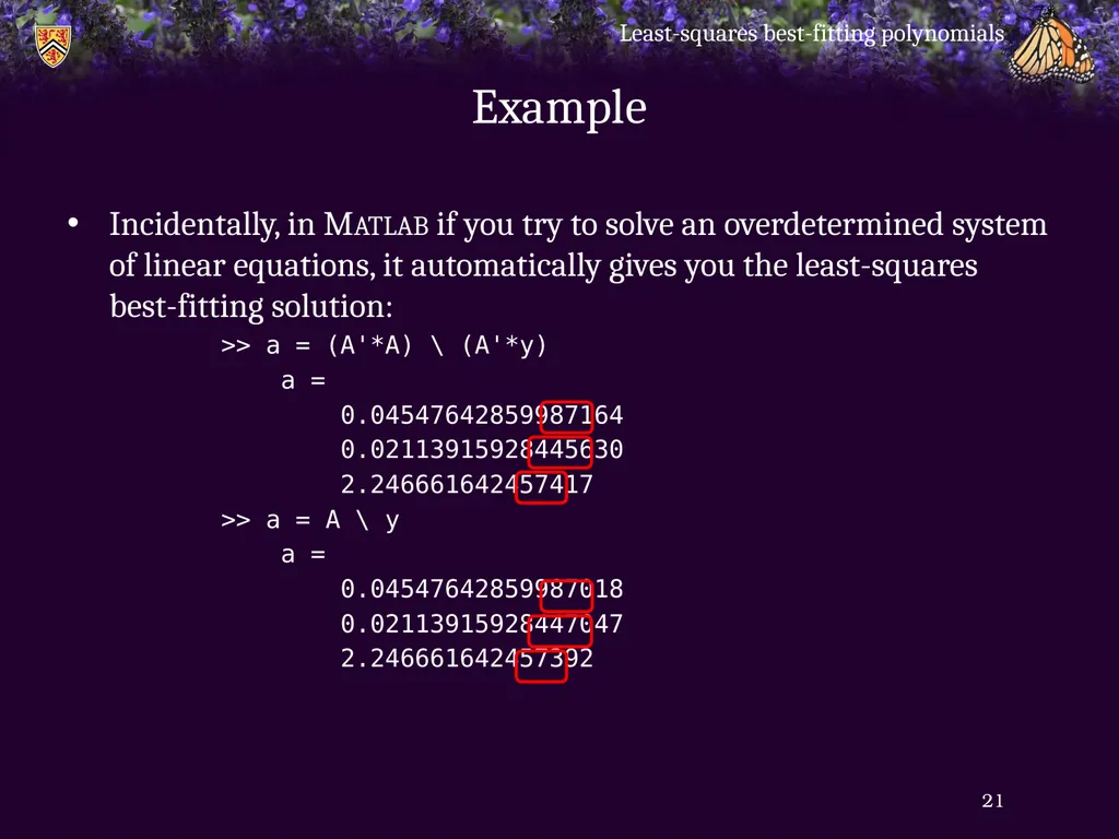 Least-squares best-fitting polynomials - slide 21 of 28