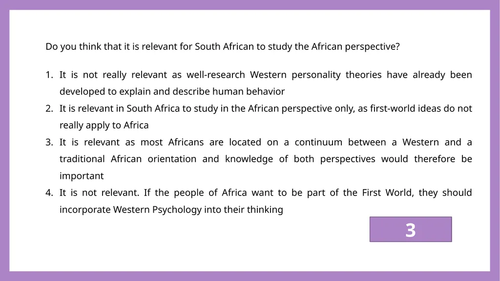 African Perspectives PYC2601 Which of the - slide 62 of 64