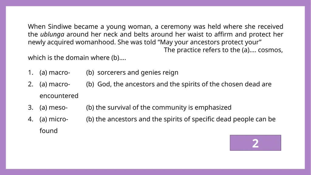 African Perspectives PYC2601 Which of the - slide 22 of 64