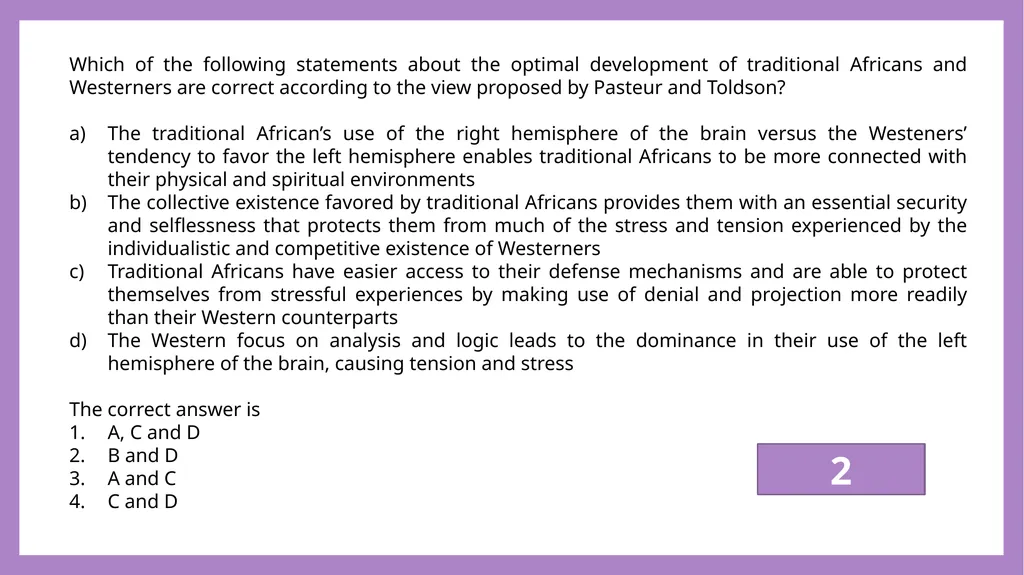 African Perspectives PYC2601 Which of the - slide 33 of 64