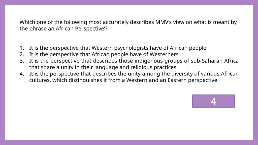 African Perspectives PYC2601 Which of the - slide 27 of 64