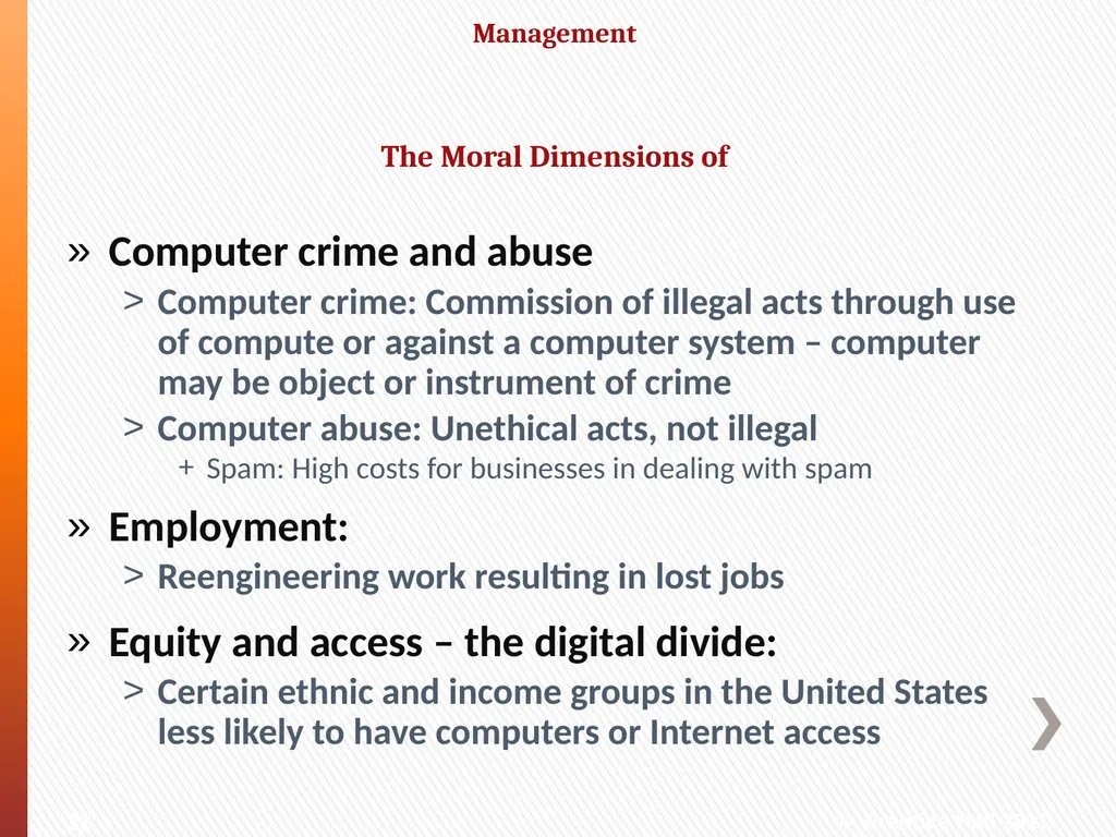 MANAGEMENT of INFORMATION Ethical and Social - slide 31 of 34