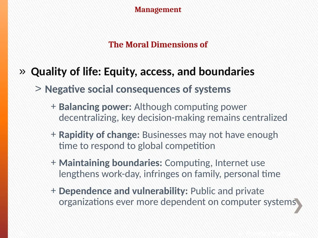 MANAGEMENT of INFORMATION Ethical and Social - slide 30 of 34