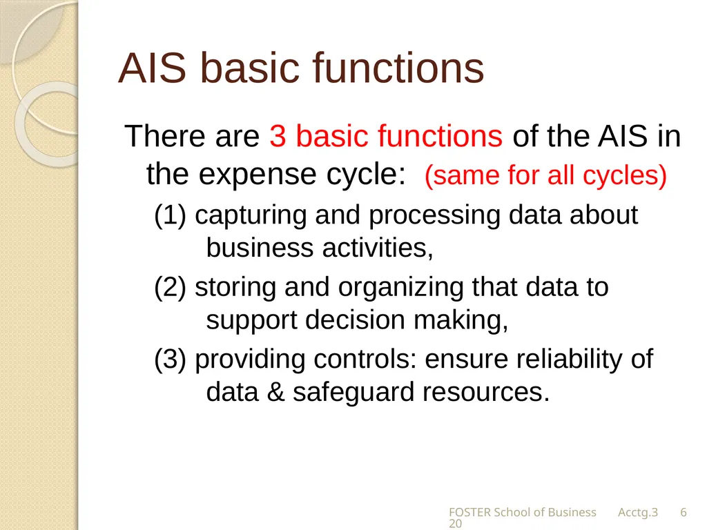 The Expense Cycle: Purchasing to Cash Payments - slide 6 of 38