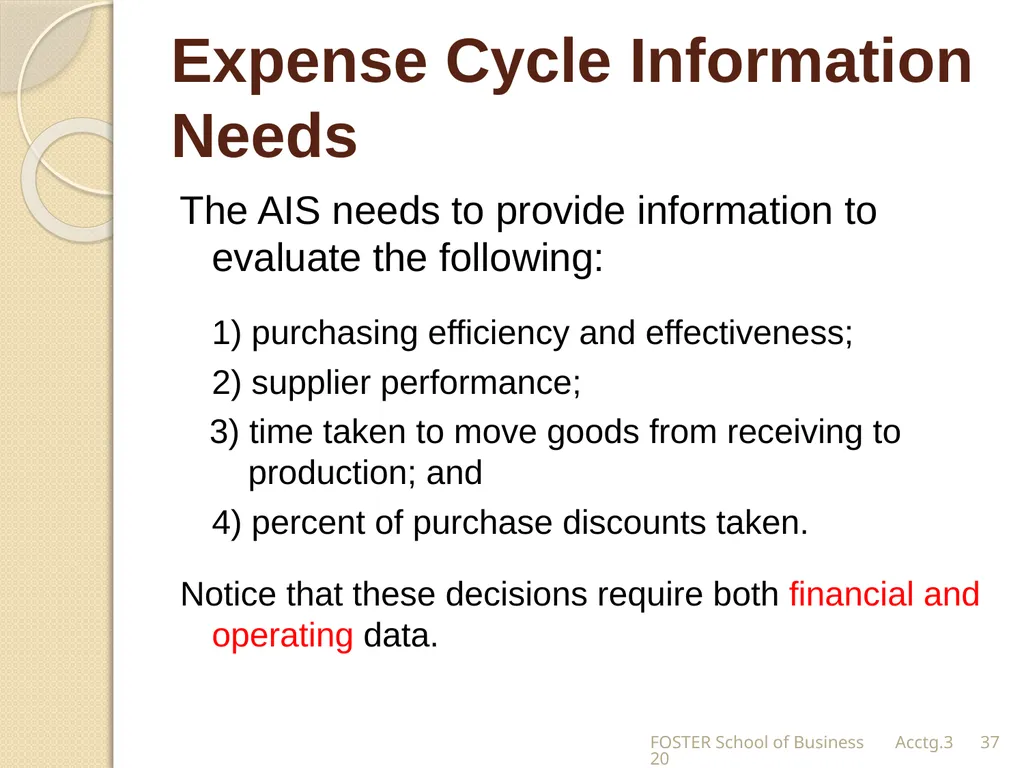 The Expense Cycle: Purchasing to Cash Payments - slide 37 of 38