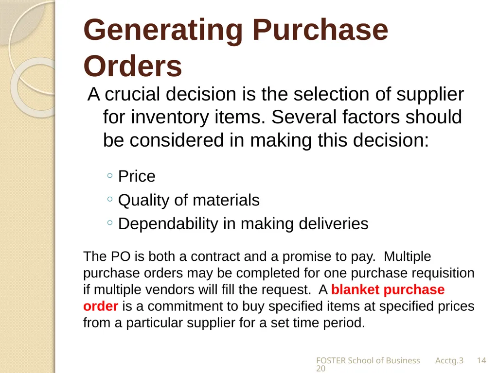 The Expense Cycle: Purchasing to Cash Payments - slide 14 of 38