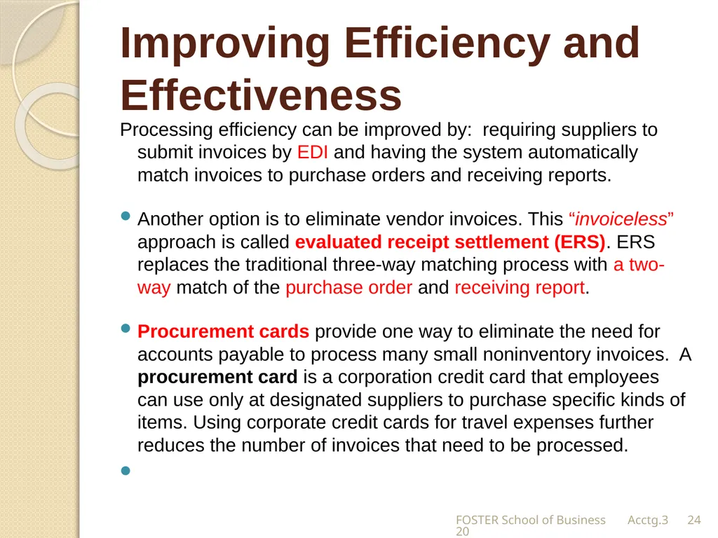 The Expense Cycle: Purchasing to Cash Payments - slide 24 of 38