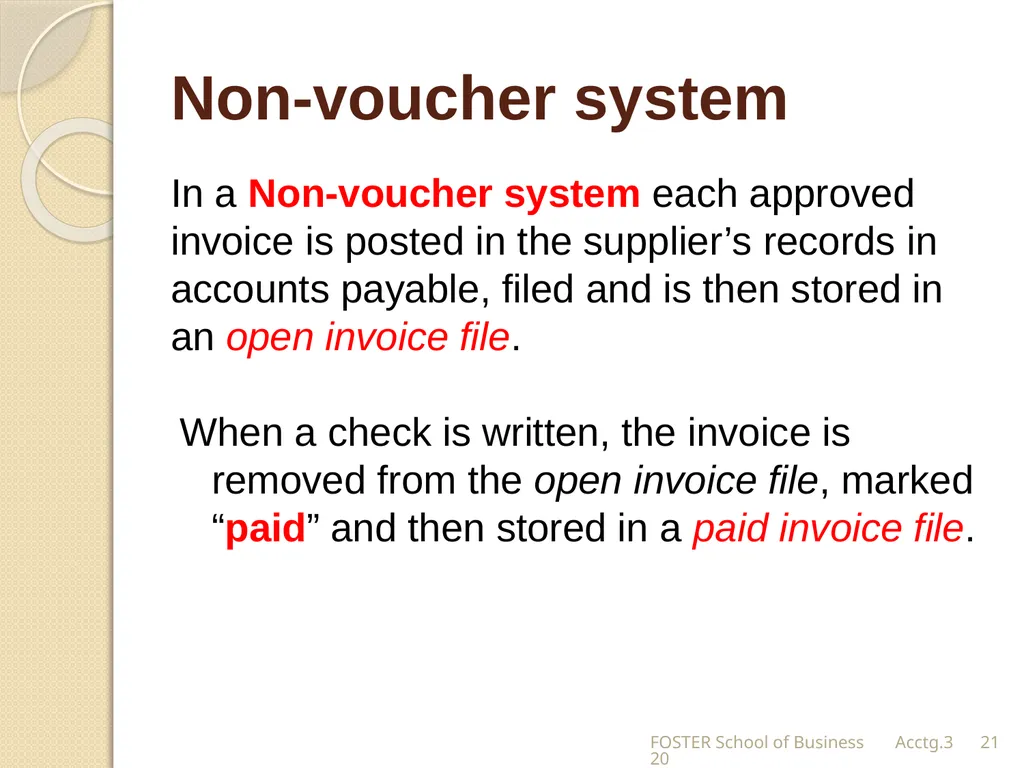 The Expense Cycle: Purchasing to Cash Payments - slide 21 of 38