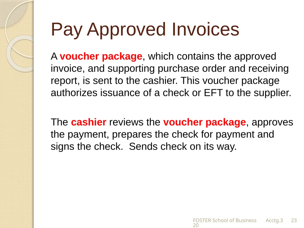 The Expense Cycle: Purchasing to Cash Payments - slide 23 of 38
