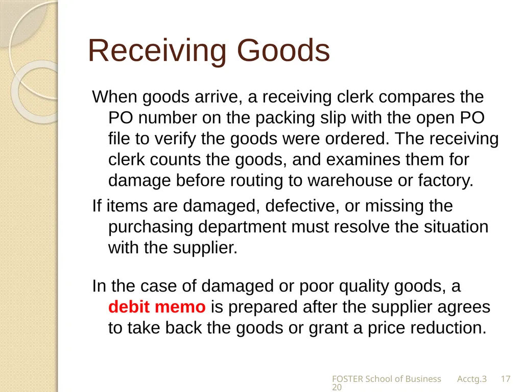 The Expense Cycle: Purchasing to Cash Payments - slide 17 of 38