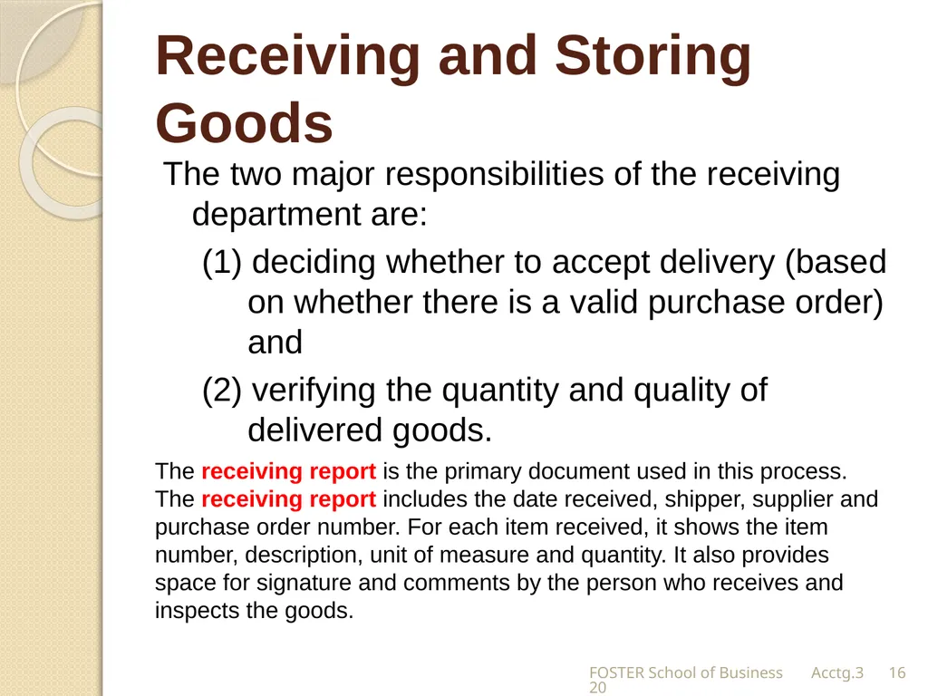 The Expense Cycle: Purchasing to Cash Payments - slide 16 of 38
