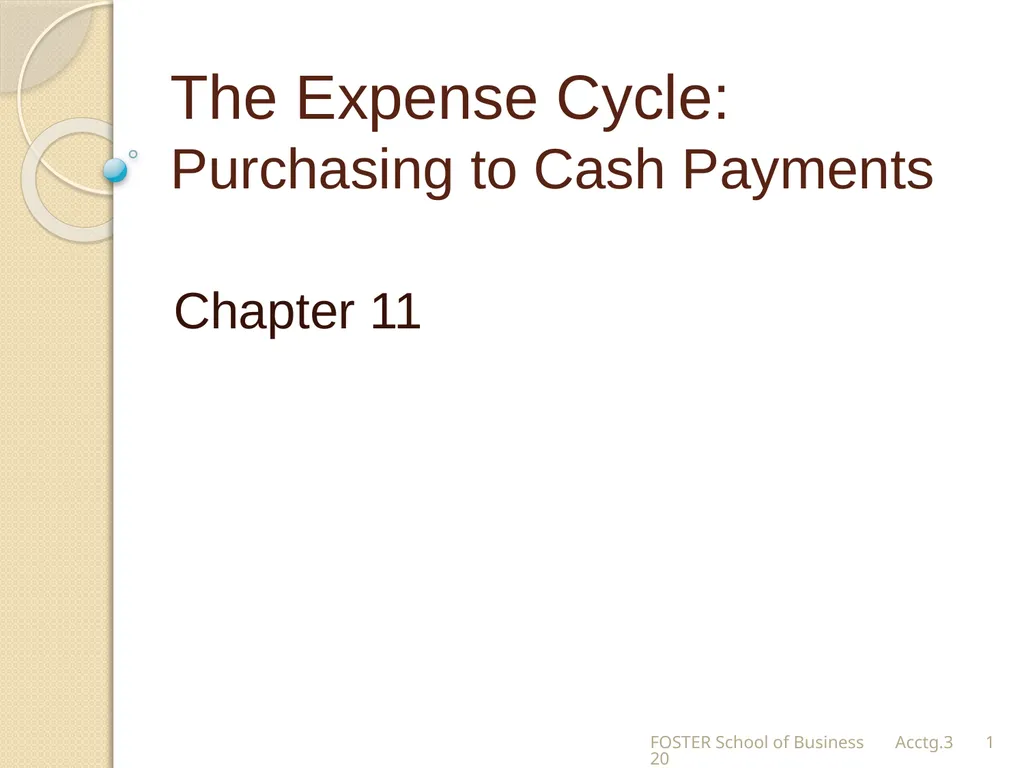 The Expense Cycle: Purchasing to Cash Payments - slide 1 of 38