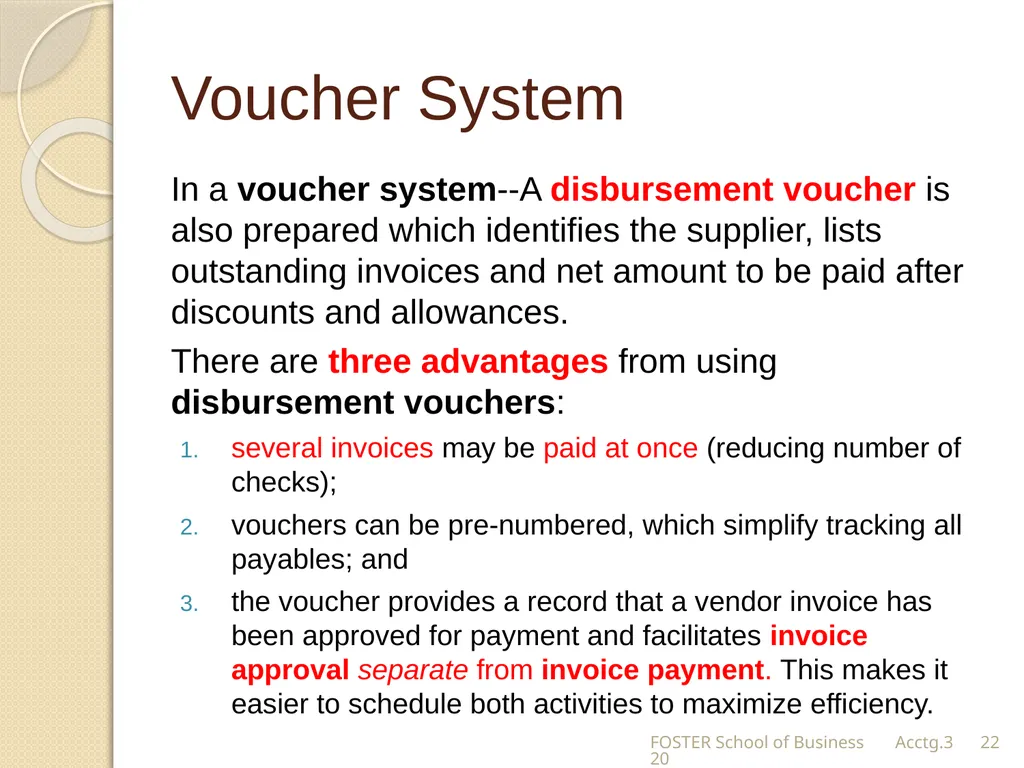 The Expense Cycle: Purchasing to Cash Payments - slide 22 of 38