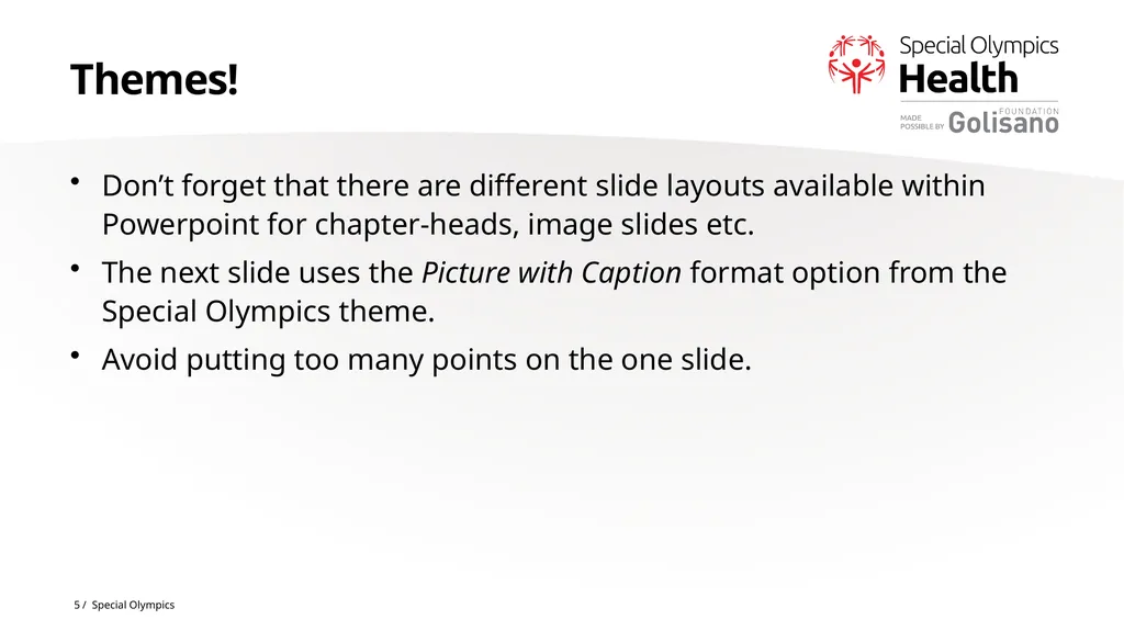 The Special Olympics powerpoint template Some tips - slide 5 of 11