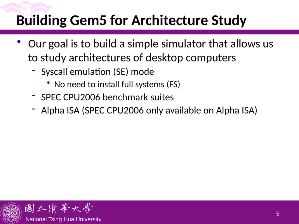 CS5100 Advanced Computer Architecture Installing - slide 5 of 16