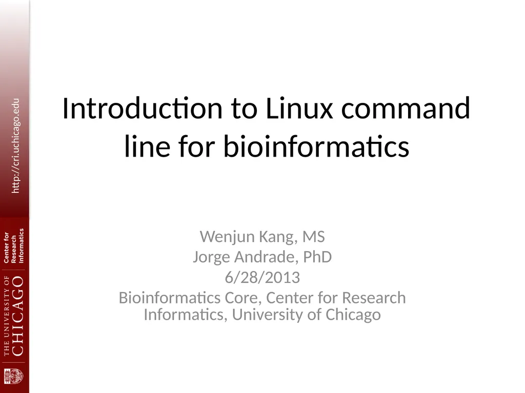 Introduction to Linux command line for - slide 1 of 22