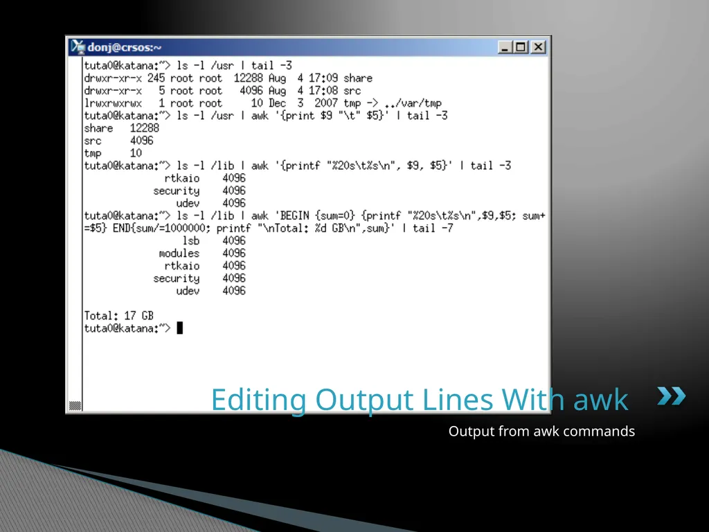 Introduction to Linux “Linux at the Command Line” - slide 46 of 53