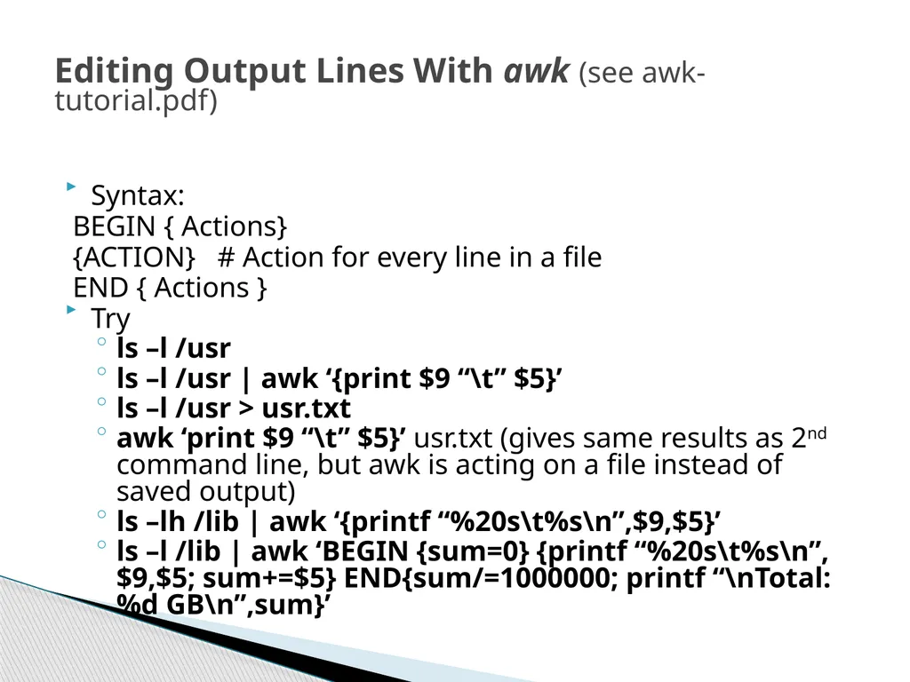 Introduction to Linux “Linux at the Command Line” - slide 45 of 53