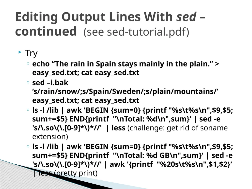 Introduction to Linux “Linux at the Command Line” - slide 48 of 53