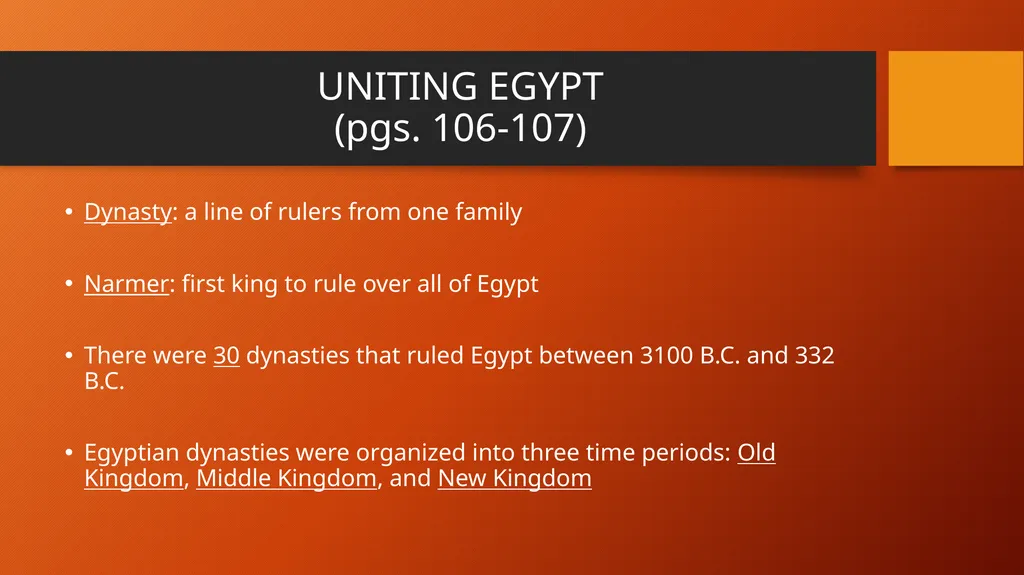 ANCIENT EGYPT Chapter 5 Lesson 1: The Nile River - slide 10 of 23