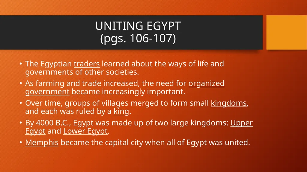 ANCIENT EGYPT Chapter 5 Lesson 1: The Nile River - slide 9 of 23