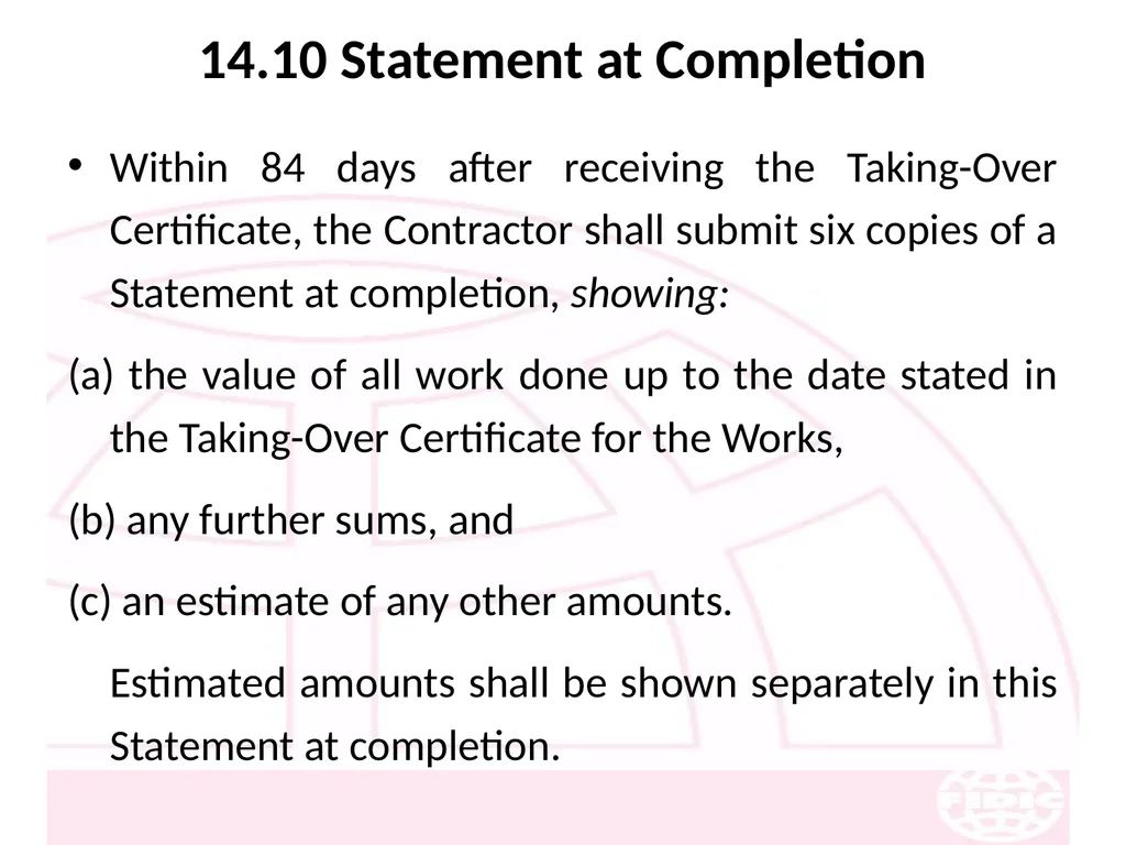 FIDIC Conditions of Contract for Construction - slide 187 of 250