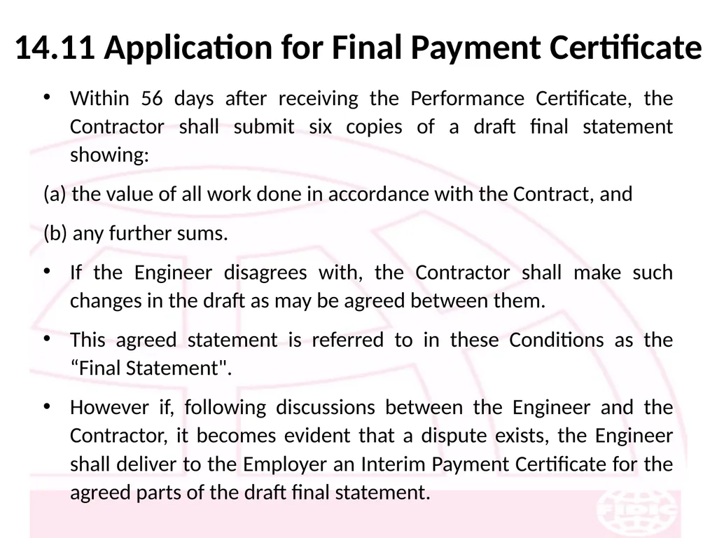 FIDIC Conditions of Contract for Construction - slide 188 of 250
