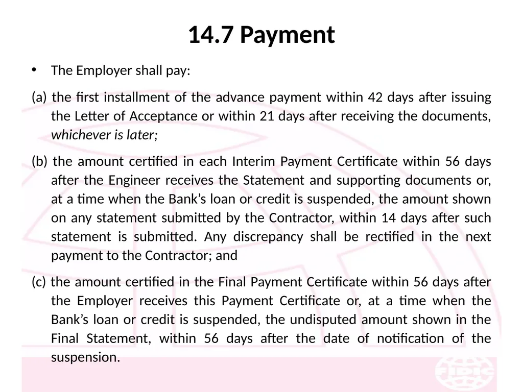 FIDIC Conditions of Contract for Construction - slide 183 of 250