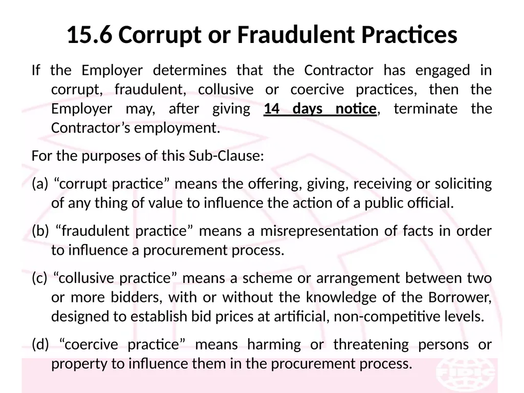 FIDIC Conditions of Contract for Construction - slide 201 of 250