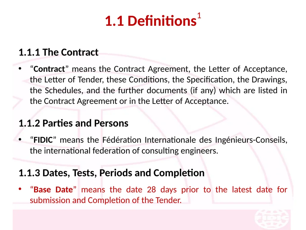 FIDIC Conditions of Contract for Construction - slide 3 of 250
