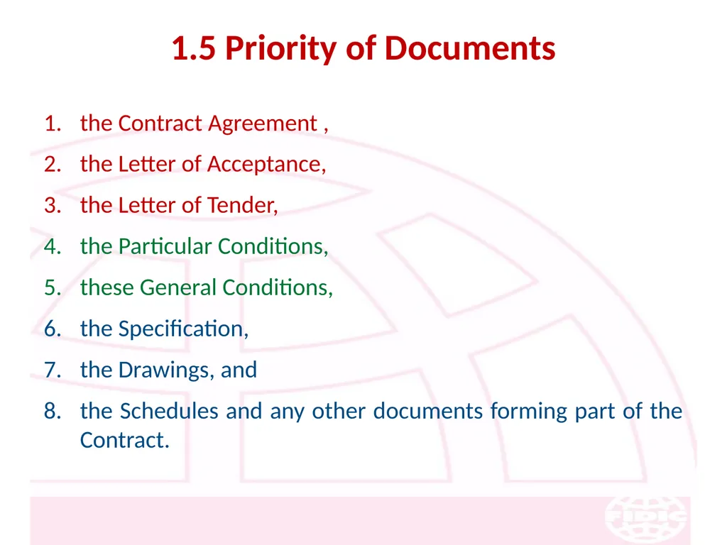 FIDIC Conditions of Contract for Construction - slide 9 of 250